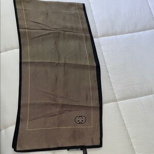 Gucci Black and Cream Patterned Silk Scarf